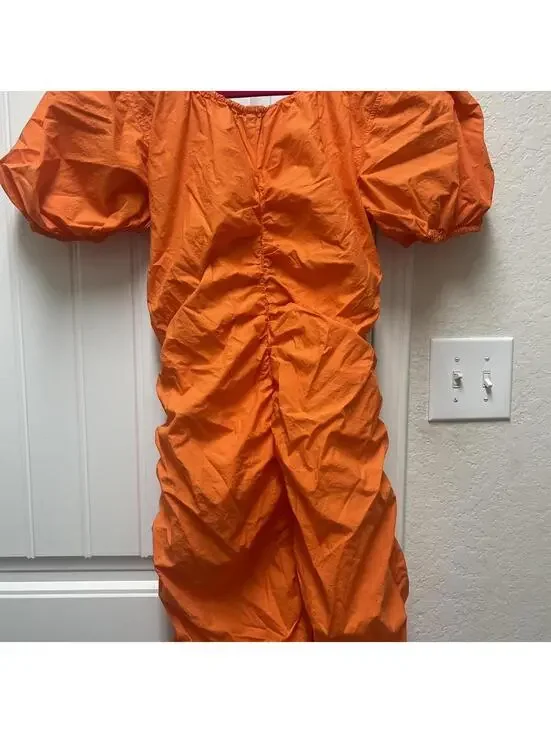 Ganni Orange Cotton-Poplin Mini Dress - Picture 8 of 8